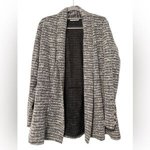 89th & Madison Black Grey Heather Long Sleeve Cardigan Sweater Women’s‎ Large